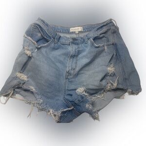 Abercrombie & Fitch Light Blue Distressed Jean Shorts